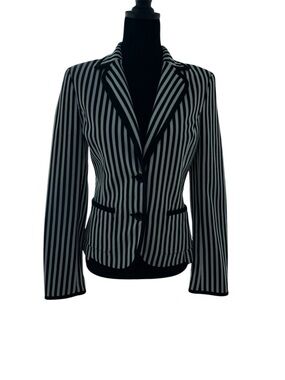 Zara Black and White Vertical Stripe Blazer